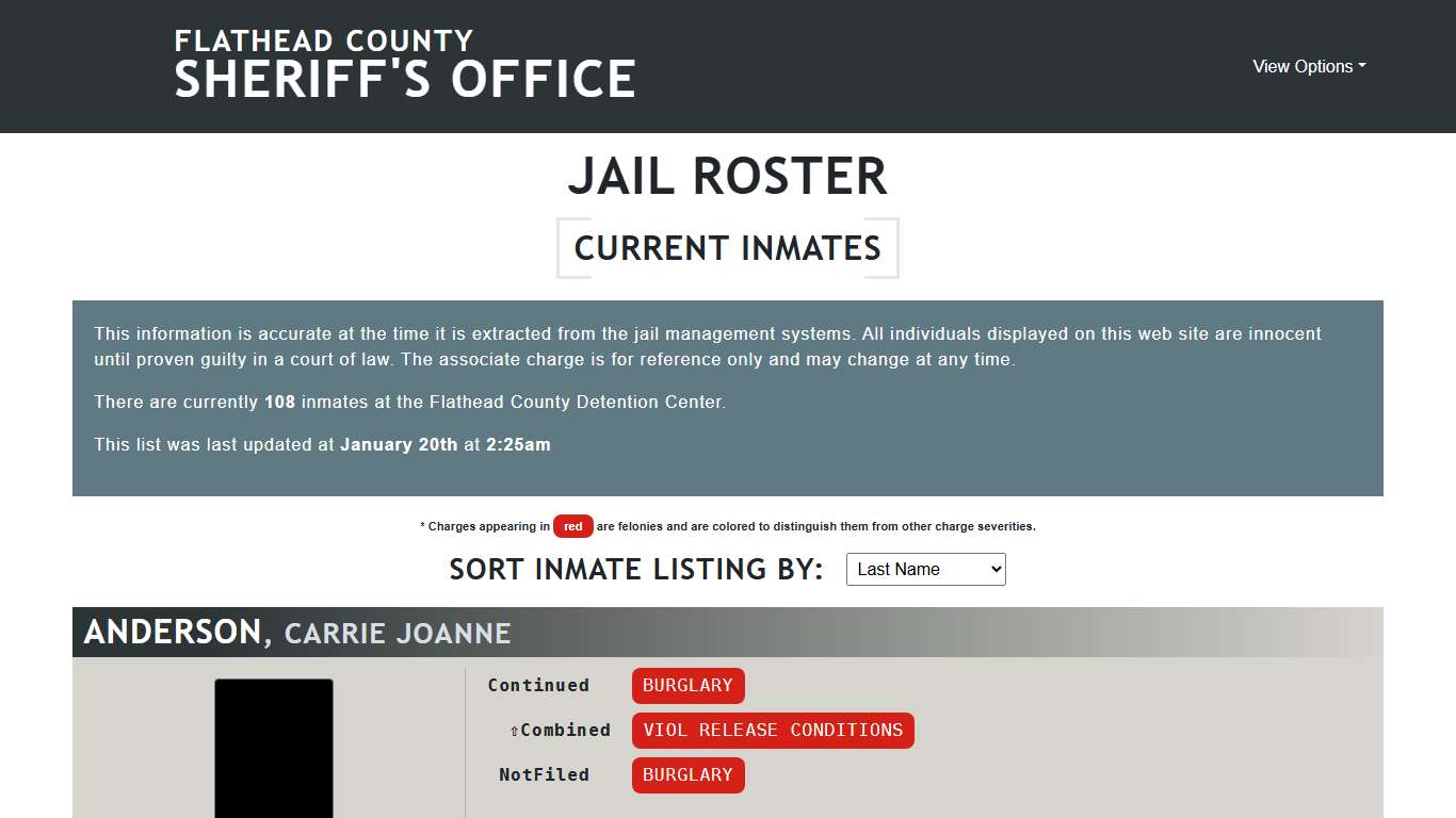 Flathead County Sheriff's Office - Jail Roster
