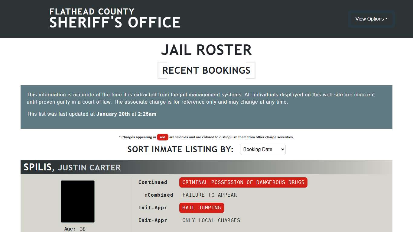 Flathead County Sheriff's Office - Jail Roster